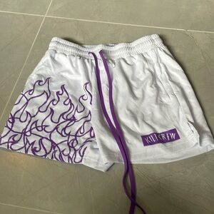 Kill Crew Flame purple and white shorts!
